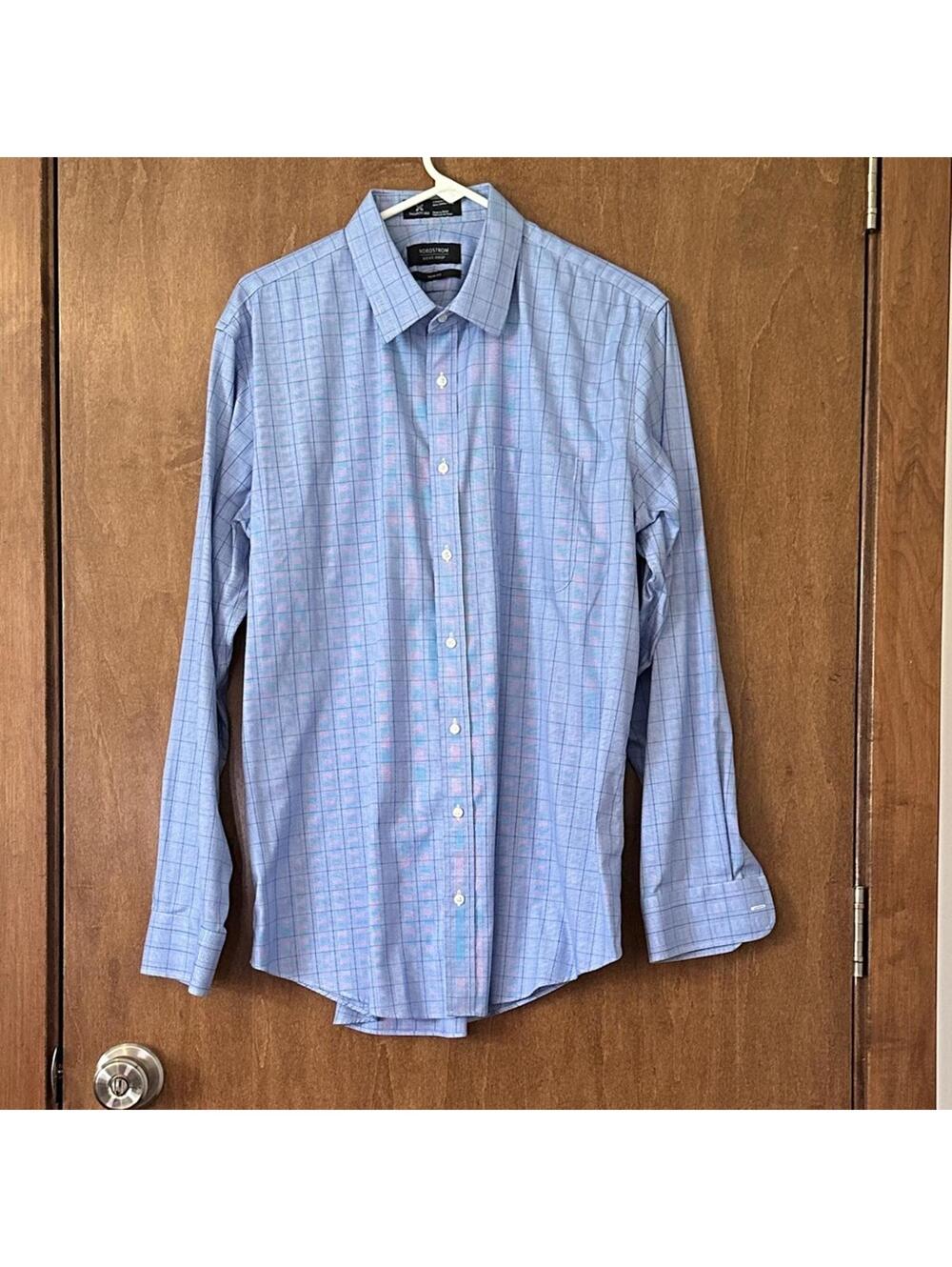Nordstrom’s Men’s Blue Plaid Dress Shirt